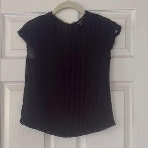 Madewell Black Pleated Cap Sleeve Blouse